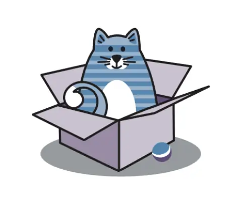 Cat in box graphic